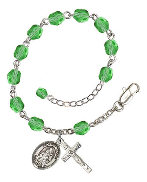 Saint Isaiah Rosary Bracelet - Silver Plate - August - Peridot