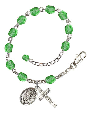 Saint Cornelius Rosary Bracelet - Silver Plate - August - Peridot