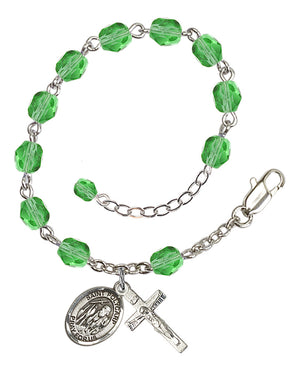 Saint Polycarp of Smyrna Rosary Bracelet - Silver Plate - August - Peridot