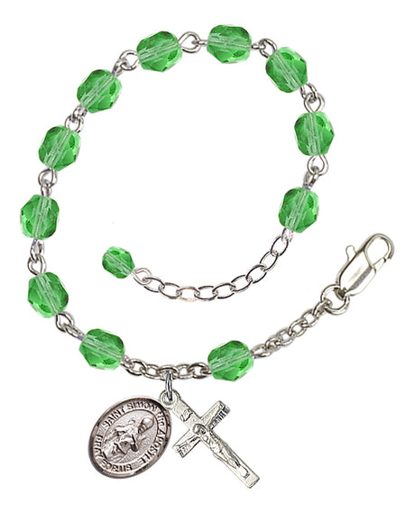 Saint Simon the Apostle Rosary Bracelet - Silver Plate - August - Peridot