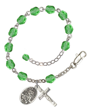 Our Lady of Precious Blood Rosary Bracelet - Silver Plate - August - Peridot
