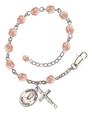 Blessed Miguel Pro Rosary Bracelet - Silver Plate - October - Pink