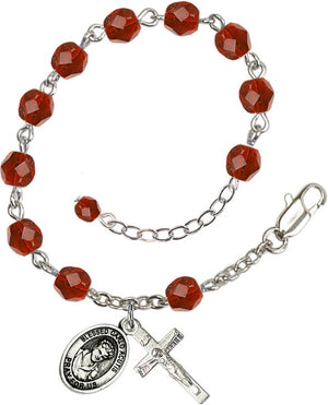 St. Carlo Acutis Birthstone Rosary Bracelet with Pewter Medal & Crucifix