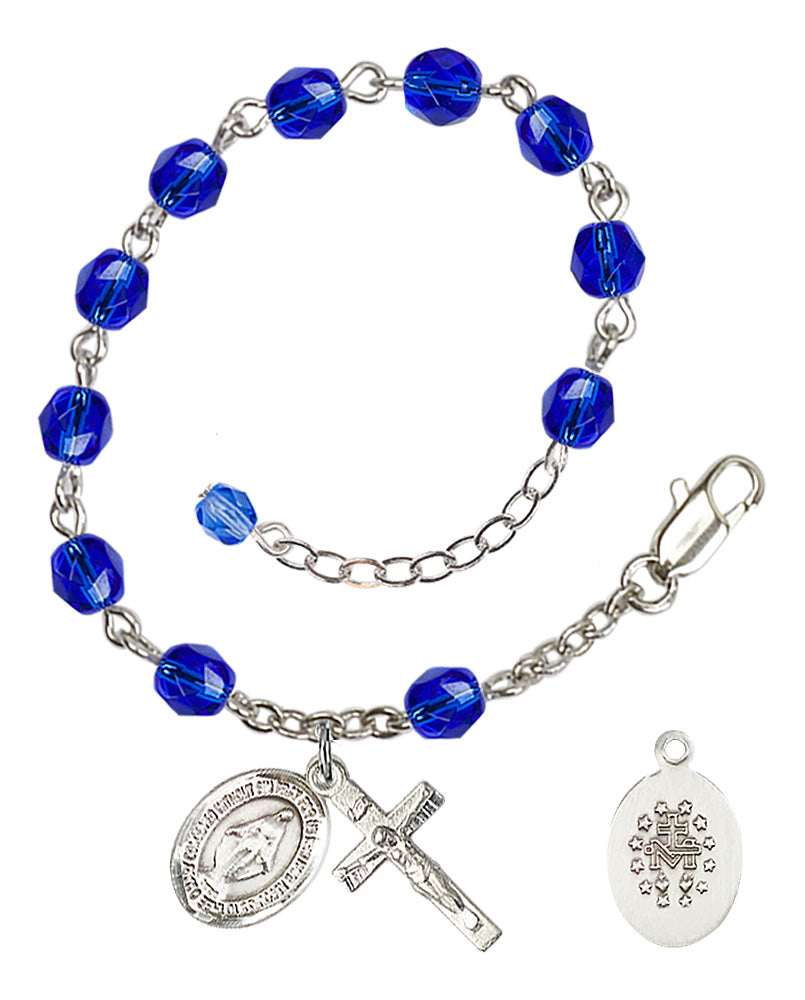 Miraculous Rosary Bracelet - Silver Plate - September - Sapphire