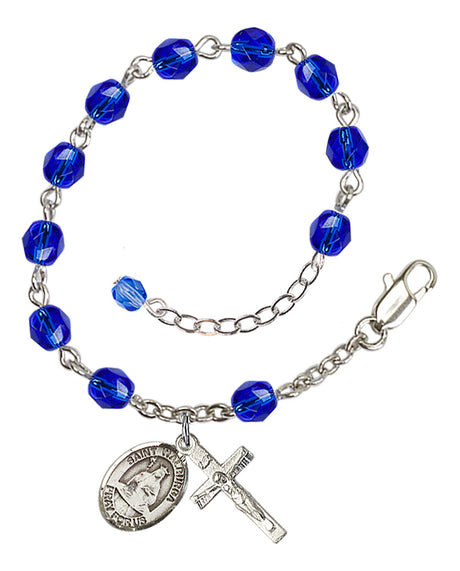 Saint Walburga Rosary Bracelet - Silver Plate - September - Sapphire