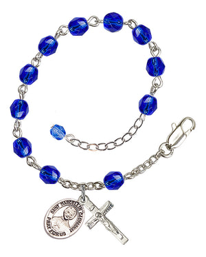 Saint Marcellin Champagnat Rosary Bracelet - Silver Plate - September - Sapphire