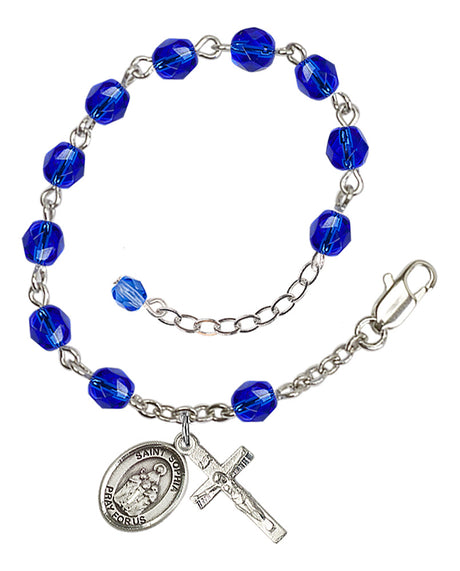 Saint Sophia Rosary Bracelet - Silver Plate - September - Sapphire
