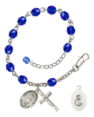 Our Lady of Guadalupe Rosary Bracelet - Silver Plate - September - Sapphire