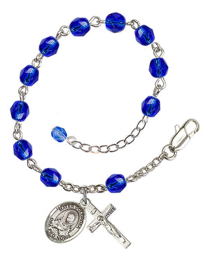 Mater Dolorosa Rosary Bracelet - Silver Plate - September - Sapphire