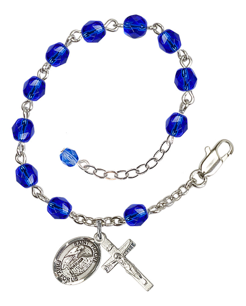Saint Fiacre Rosary Bracelet - Silver Plate - September - Sapphire