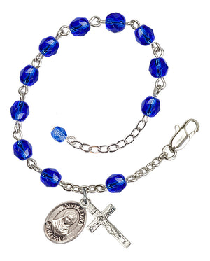 Saint Rafka Rosary Bracelet - Silver Plate - September - Sapphire