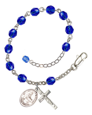 Blessed Emilee Doultremont Rosary Bracelet - Silver Plate - September - Sapphire