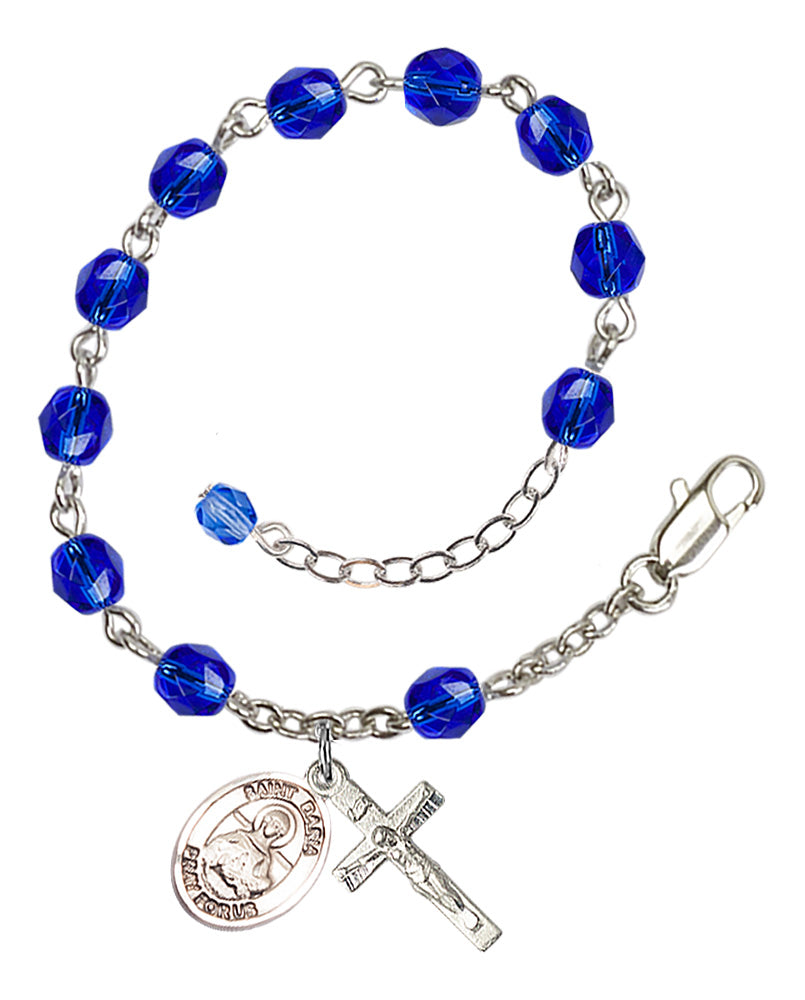 Saint Daria Rosary Bracelet - Silver Plate - September - Sapphire