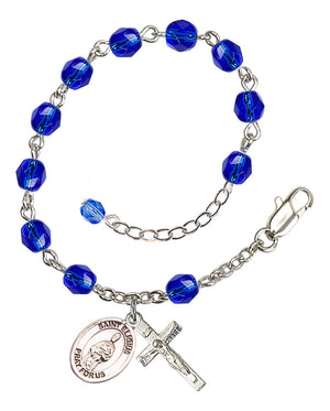 Saint Eligius Rosary Bracelet - Silver Plate - September - Sapphire