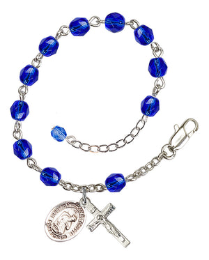Blessed Herman the Cripple Rosary Bracelet - Silver Plate - September - Sapphire