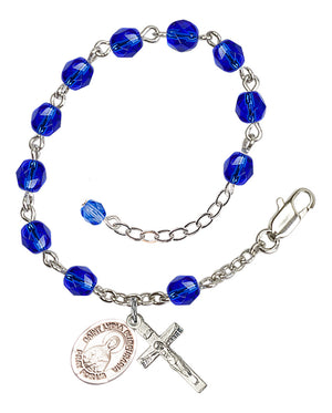 Saint Lydia Purpuraria Rosary Bracelet - Silver Plate - September - Sapphire