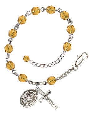 Saint Augustine Rosary Bracelet - Silver Plate - November - Topaz