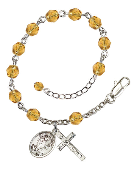 Saint Richard Rosary Bracelet - Silver Plate - November - Topaz