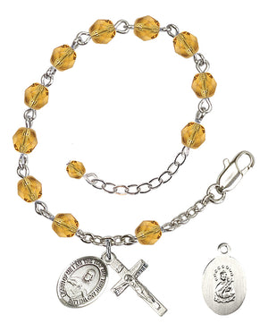 Scapular Rosary Bracelet - Silver Plate - November - Topaz