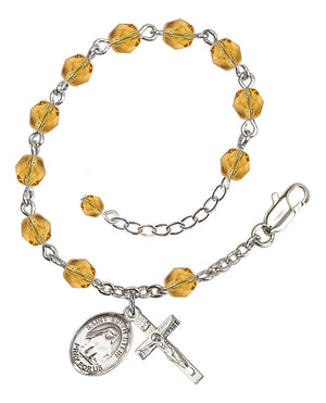 Saint Edith Stein Rosary Bracelet - Silver Plate - November - Topaz