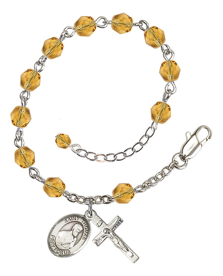 Saint Thomas the Apostle Rosary Bracelet - Silver Plate - November - Topaz
