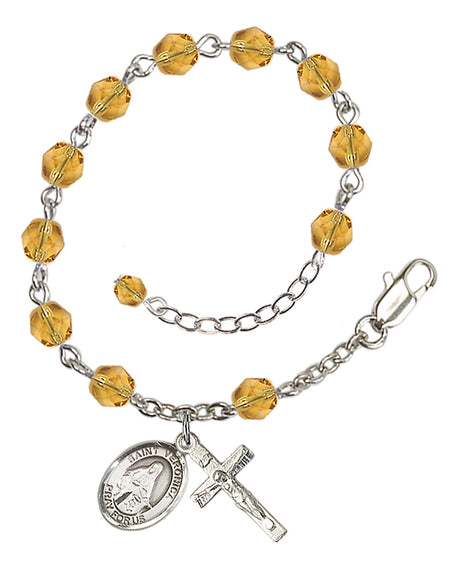 Saint Veronica Rosary Bracelet - Silver Plate - November - Topaz