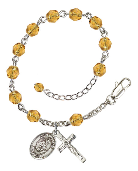 Saint William of Rochester Rosary Bracelet - Silver Plate - November - Topaz