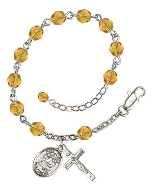 Holy Family Rosary Bracelet - Silver Plate - November - Topaz
