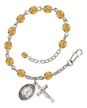 Saint Marie Magdalen Postel Rosary Bracelet - Silver Plate - November - Topaz