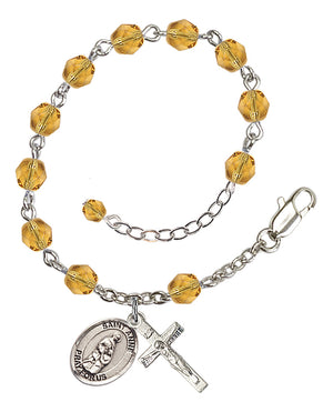 Saint Anne Rosary Bracelet - Silver Plate - November - Topaz