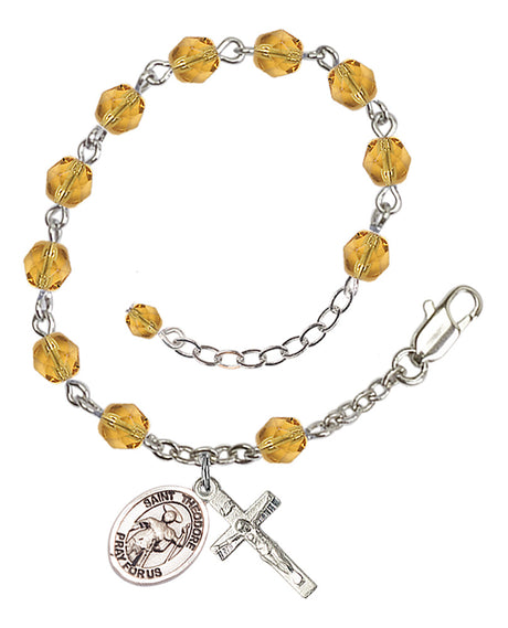 Saint Theodore Stratelates Rosary Bracelet - Silver Plate - November - Topaz