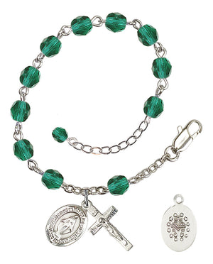 Miraculous Rosary Bracelet - Silver Plate - December - Zircon