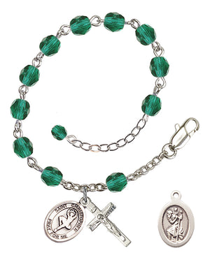 Saint Christopher Dance Rosary Bracelet - Silver Plate - December - Zircon