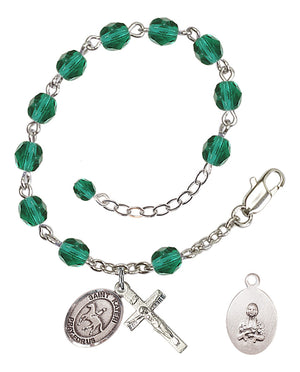 Saint Kateri Equestrian Rosary Bracelet - Silver Plate - December - Zircon