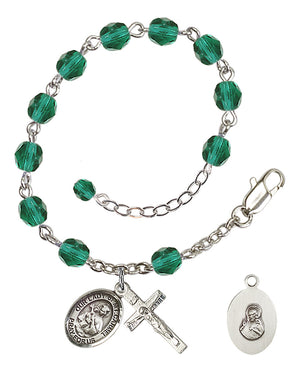 Our Lady of Mount Carmel Rosary Bracelet - Silver Plate - December - Zircon