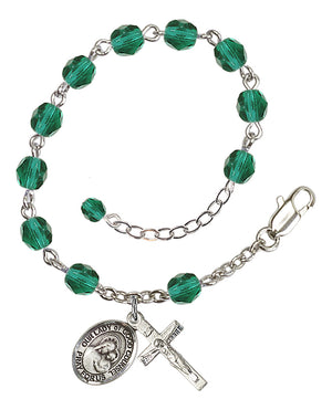 Our Lady of Good Counsel Rosary Bracelet - Silver Plate - December - Zircon