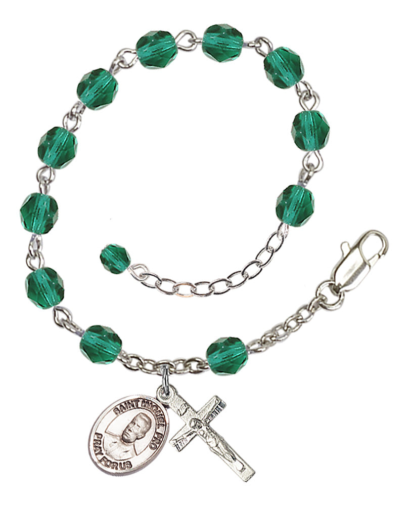 Blessed Miguel Pro Rosary Bracelet - Silver Plate - December - Zircon