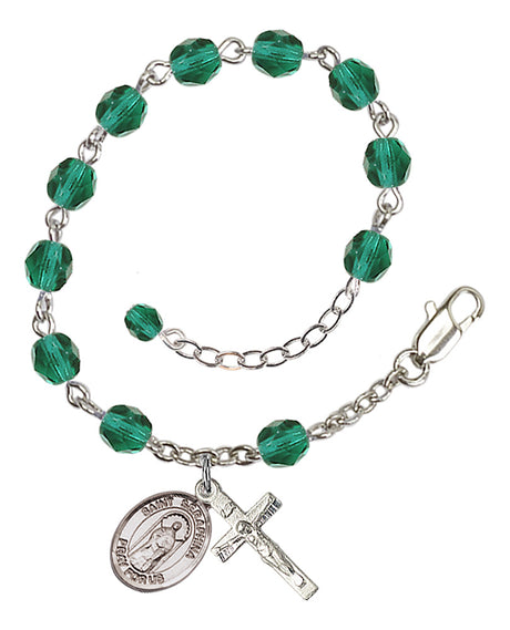 Saint Seraphina Rosary Bracelet - Silver Plate - December - Zircon