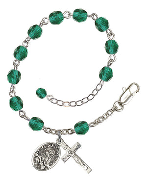 Our Lady of Precious Blood Rosary Bracelet - Silver Plate - December - Zircon