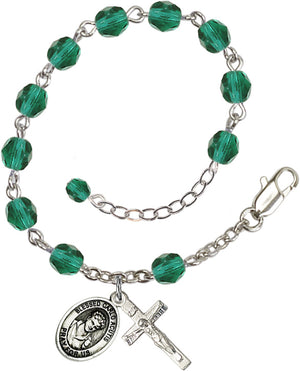 Saint Carlo Acutis Rosary Bracelet - Silver Plate - December - Zircon