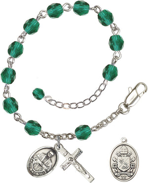 Pope Leo XIV Rosary Bracelet - Silver Plate - December - Zircon