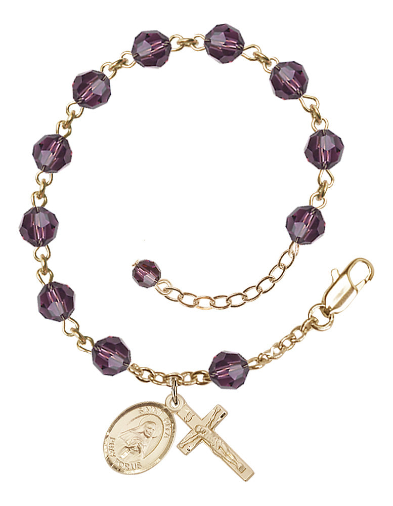Saint Rita of Cascia Rosary Bracelet - 14K Gold Filled - February - Amethyst