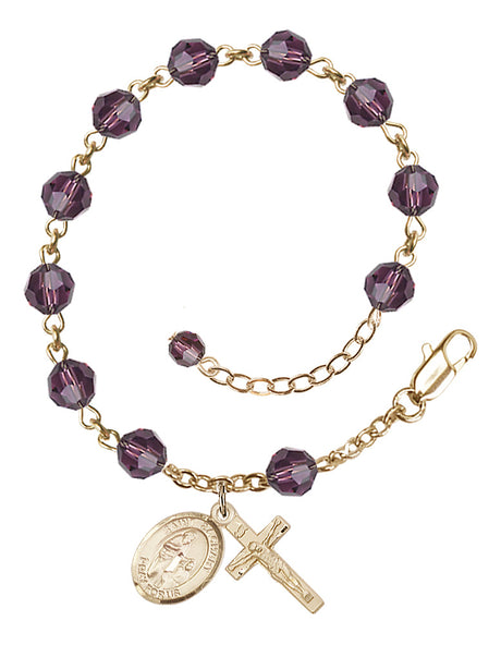 Saint Zachary Rosary Bracelet - 14K Gold Filled - February - Amethyst