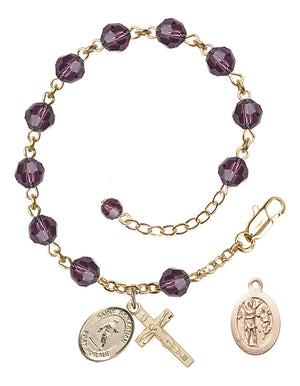 Saint Sebastian Rugby Rosary Bracelet - 14K Gold Filled - February - Amethyst