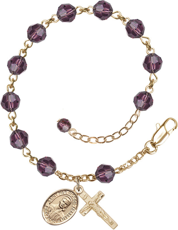 Blessed Pier Giorgio Frassati Rosary Bracelet - 14K Gold Filled - February - Amethyst
