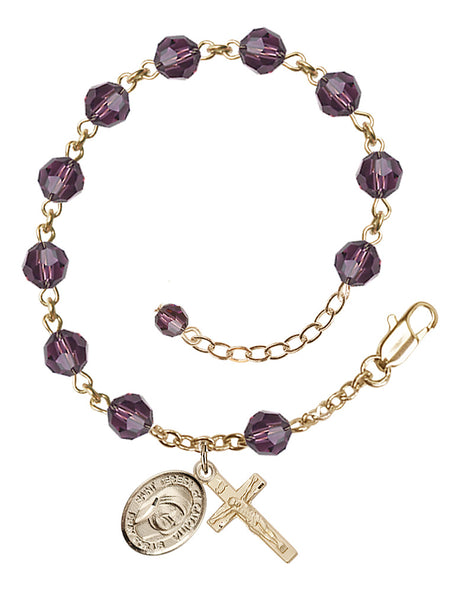 Saint Teresa of Calcutta Rosary Bracelet - 14K Gold Filled - February - Amethyst