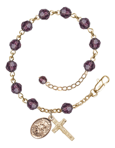 Saints Peter & Paul Rosary Bracelet - 14K Gold Filled - February - Amethyst