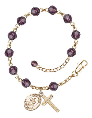 Saint Maron Rosary Bracelet - 14K Gold Filled - February - Amethyst