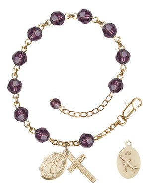 Saint Joseph of Cupertino Rosary Bracelet - 14K Gold - February - Amethyst