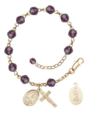 Scapular Rosary Bracelet - 14K Gold - February - Amethyst